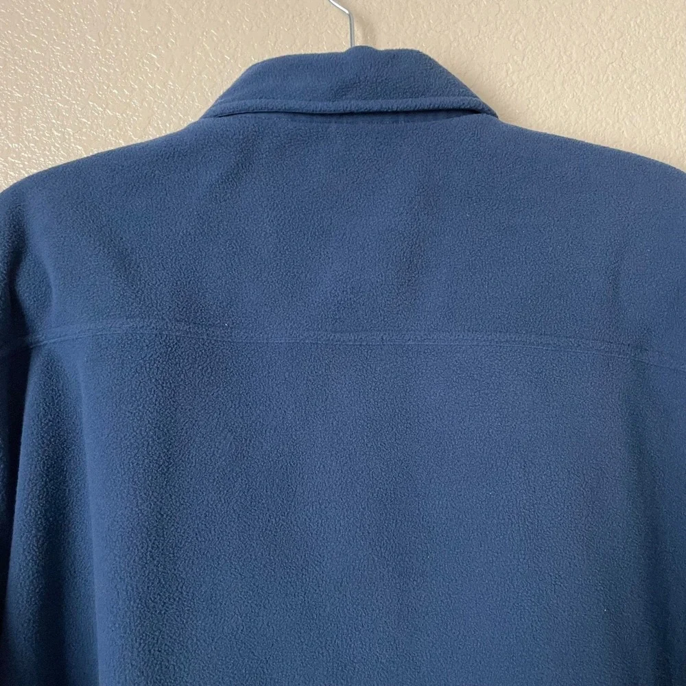 Lands End Shirt Jacket Mens Medium Blue Fleece Button Up Long Sleeve Shacket‎